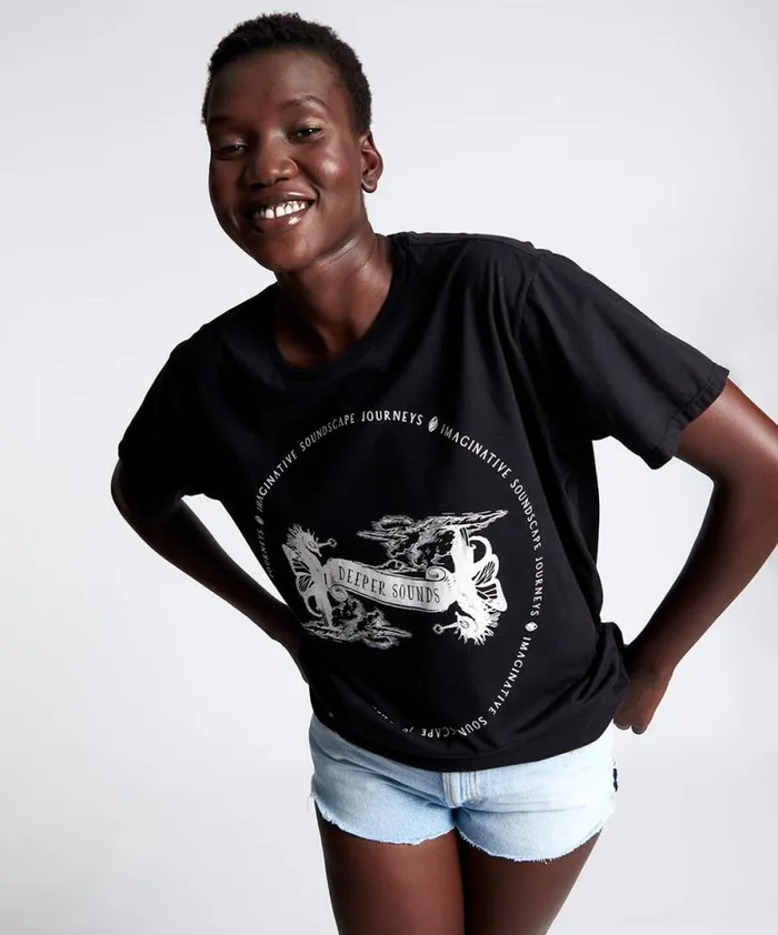 Women DEEPER SOUNDSCAPE ORGANIC UNISEX TEE One Teaspoon Basic Tees