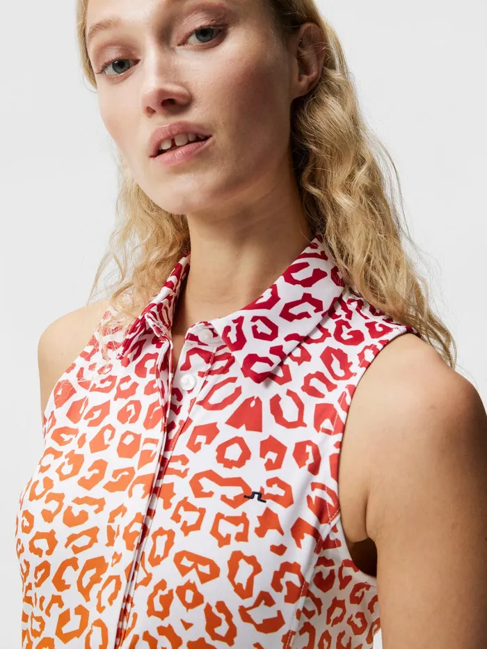 Women Dena Print Sleeveless Top Leo Reflect Sunset JLindeberg Polo Shirts
