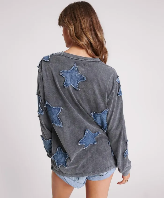 Women DENIM STAR BOYFRIEND LONGSLEEVE TEE One Teaspoon Tees and Tanks Women DENIM STAR BOYFRIEND LONGSLEEVE TEE One Teaspoon Tees and Tanks