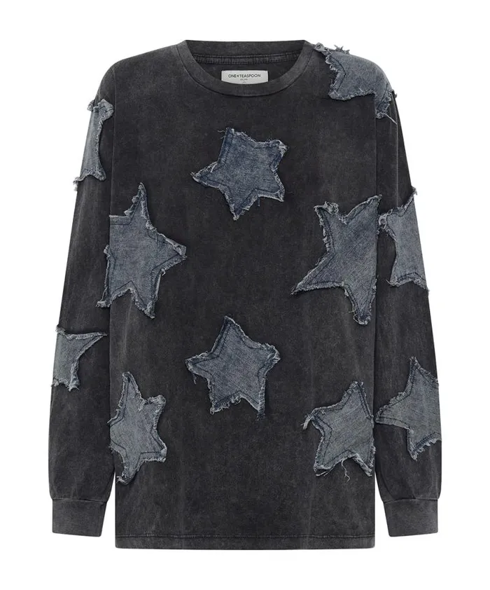 Women DENIM STAR BOYFRIEND LONGSLEEVE TEE One Teaspoon Tees and Tanks Women DENIM STAR BOYFRIEND LONGSLEEVE TEE One Teaspoon Tees and Tanks