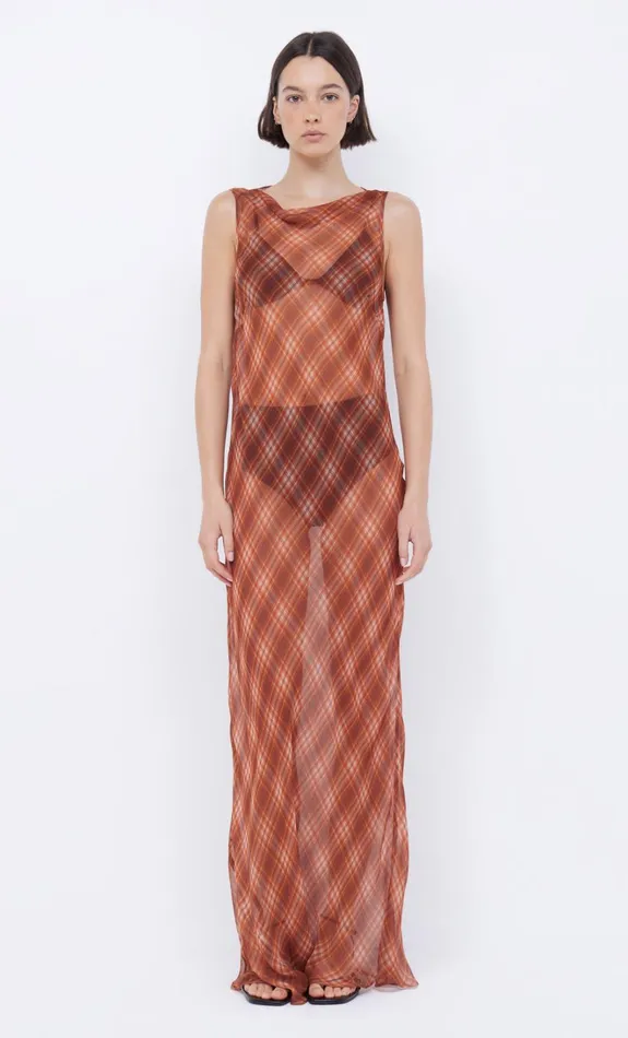 Women DEVI BOATNECK DRESS 8211 DESERT CHECK Bec Bridge Maxi Dresses