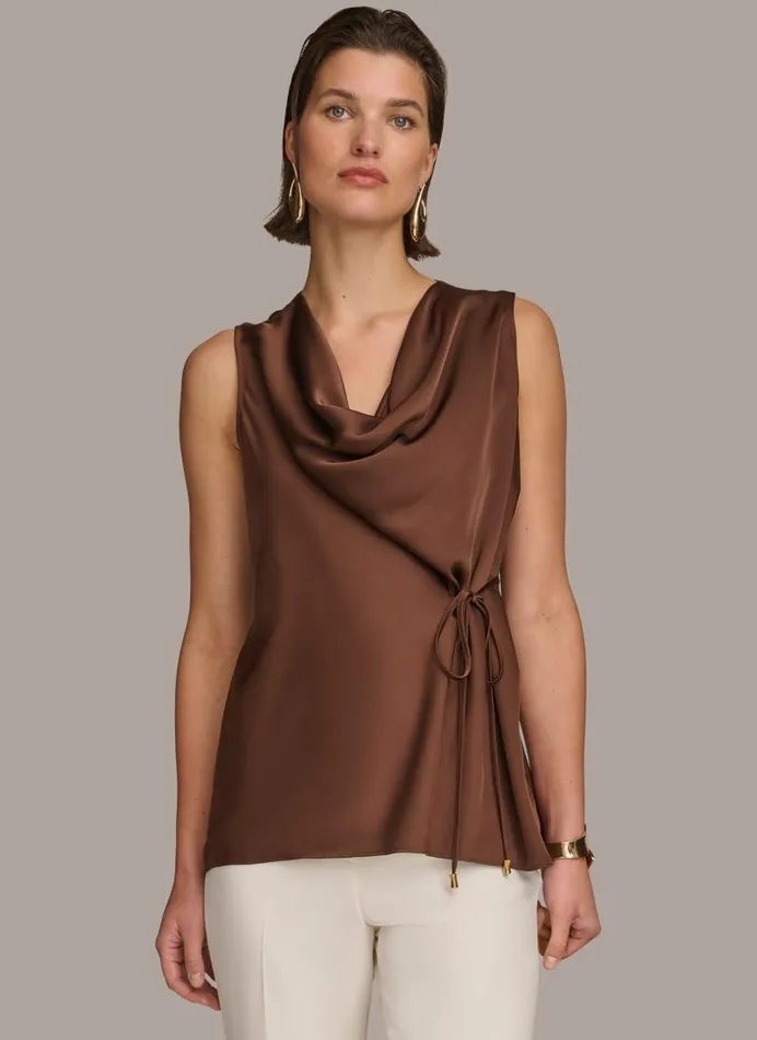Women DRAPE NECK WITH SIDE TIE TOP Canyon Donna Karan New York Sweaters And Tops Women DRAPE NECK WITH SIDE TIE TOP Canyon Donna Karan New York Sweaters And Tops