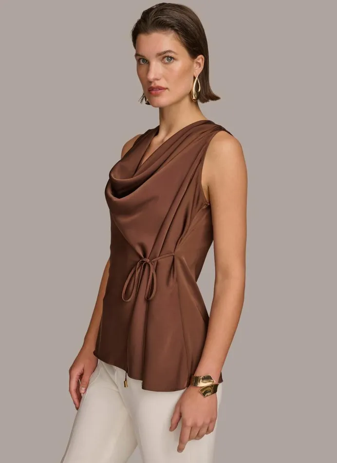 Women DRAPE NECK WITH SIDE TIE TOP Canyon Donna Karan New York Sweaters And Tops Women DRAPE NECK WITH SIDE TIE TOP Canyon Donna Karan New York Sweaters And Tops