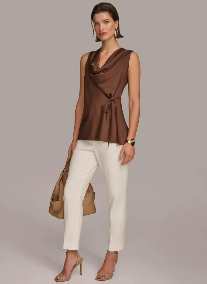 Women DRAPE NECK WITH SIDE TIE TOP Canyon Donna Karan New York Sweaters And Tops Women DRAPE NECK WITH SIDE TIE TOP Canyon Donna Karan New York Sweaters And Tops