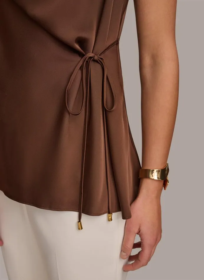 Women DRAPE NECK WITH SIDE TIE TOP Canyon Donna Karan New York Sweaters And Tops Women DRAPE NECK WITH SIDE TIE TOP Canyon Donna Karan New York Sweaters And Tops