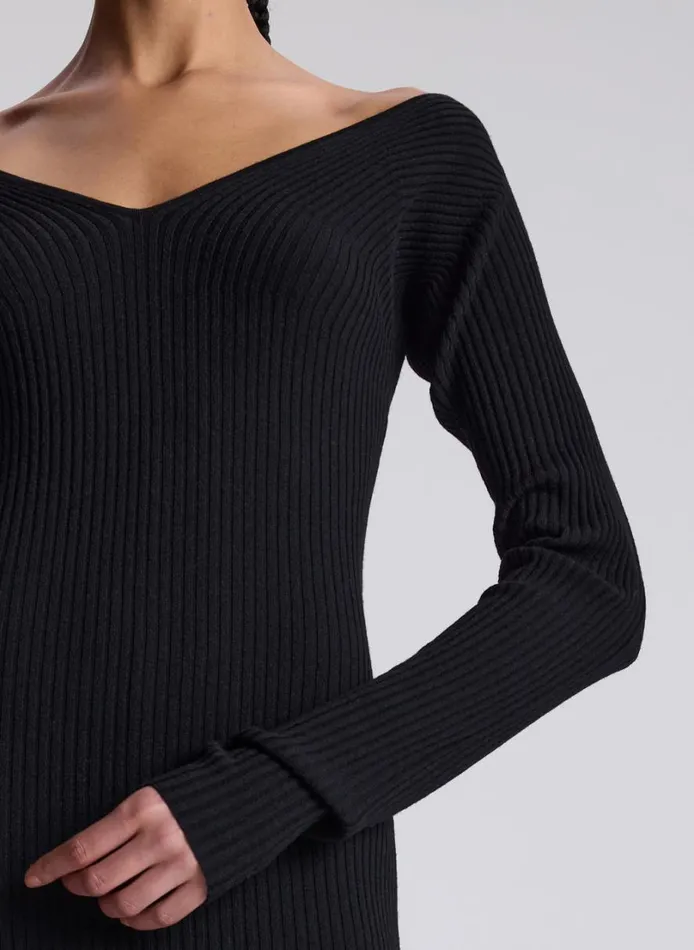 Women Dresses ALC Keaton Ribbed Merino Maxi Dress Black