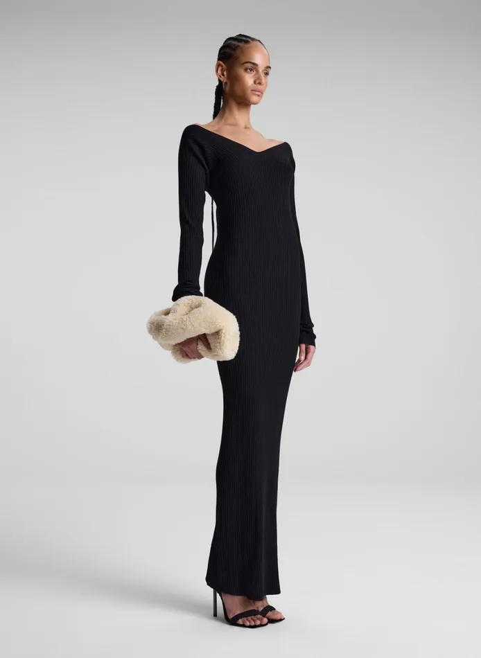 Women Dresses ALC Keaton Ribbed Merino Maxi Dress Black