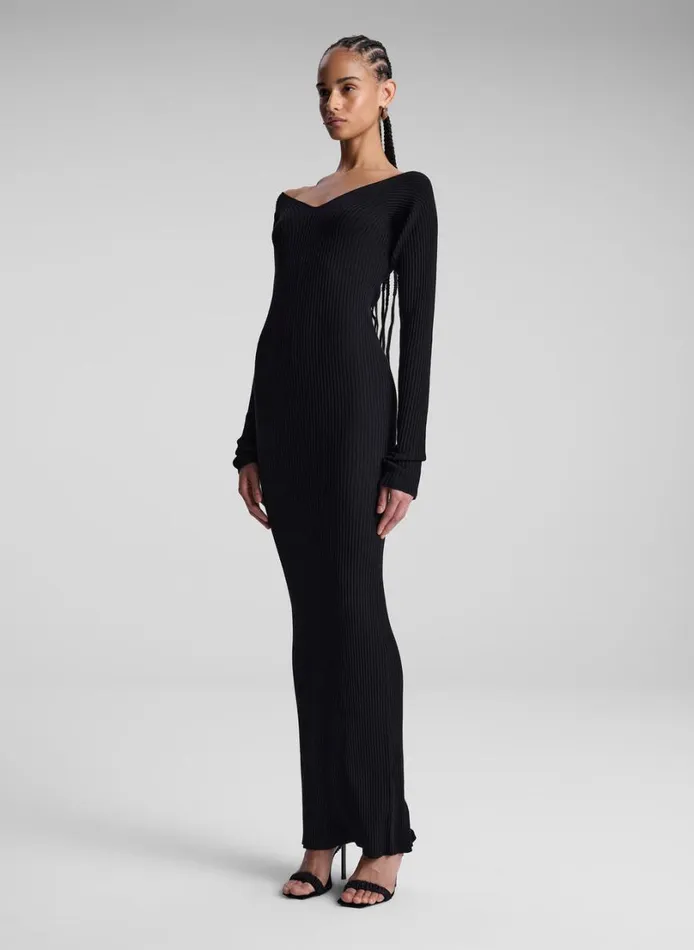 Women Dresses ALC Keaton Ribbed Merino Maxi Dress Black