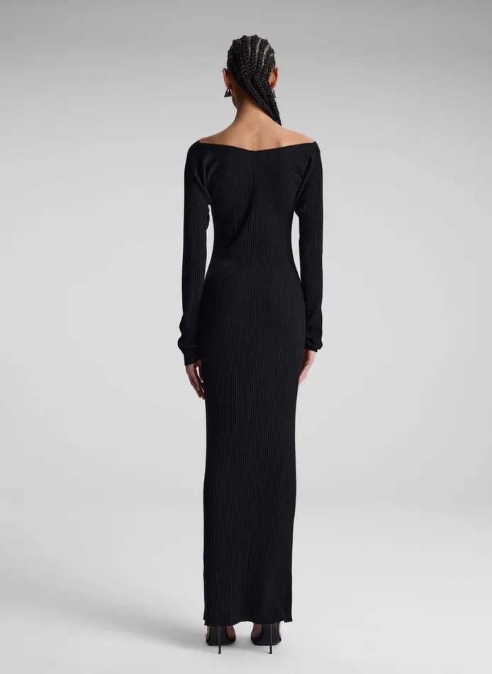 Women Dresses ALC Keaton Ribbed Merino Maxi Dress Black