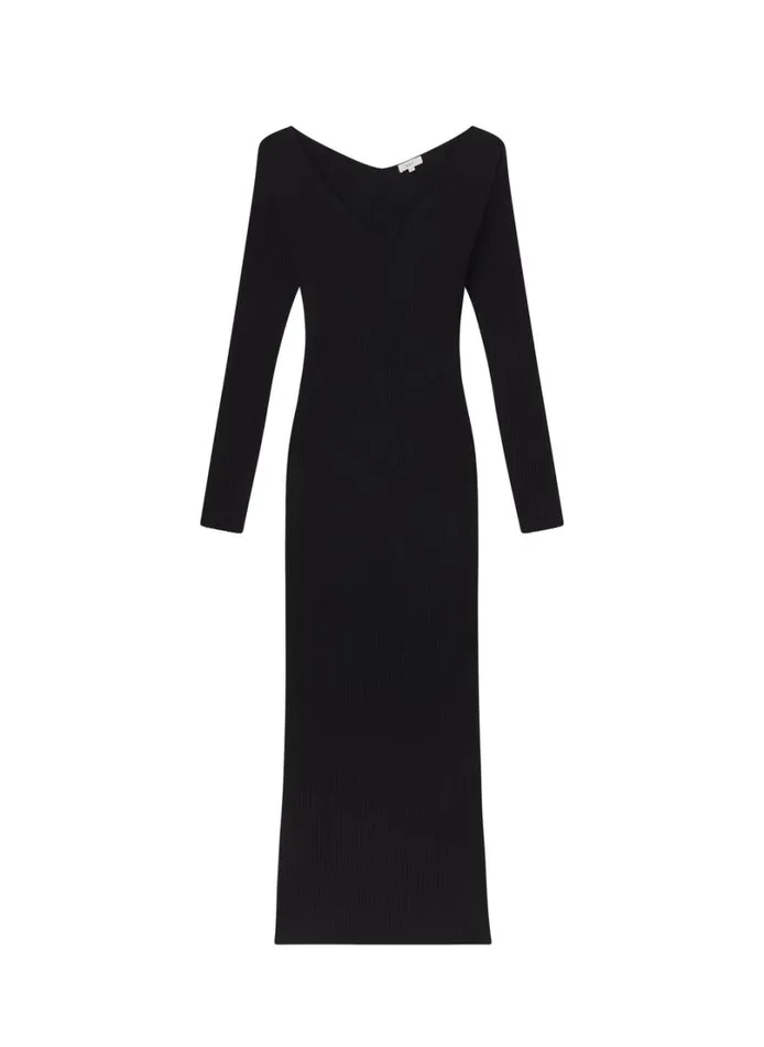 Women Dresses ALC Keaton Ribbed Merino Maxi Dress Black