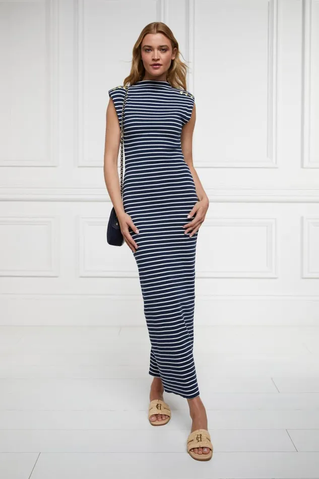 Women Dresses Holland Cooper Harper Maxi Dress Ink Navy Natural Stripe Women Dresses Holland Cooper Harper Maxi Dress Ink Navy Natural Stripe