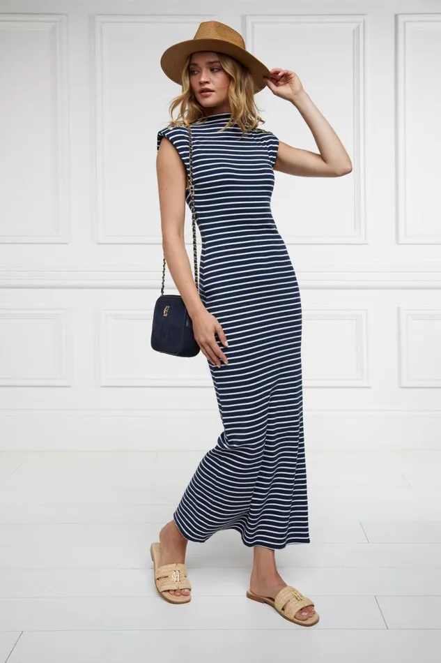 Women Dresses Holland Cooper Harper Maxi Dress Ink Navy Natural Stripe Women Dresses Holland Cooper Harper Maxi Dress Ink Navy Natural Stripe