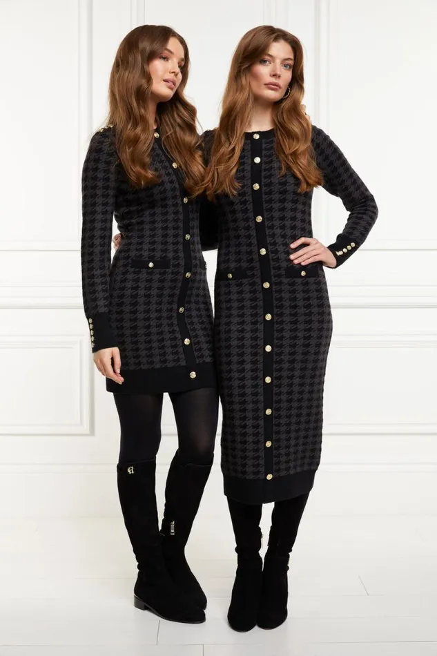 Women Dresses Holland Cooper Hepburn Mini Dress Grey Houndstooth