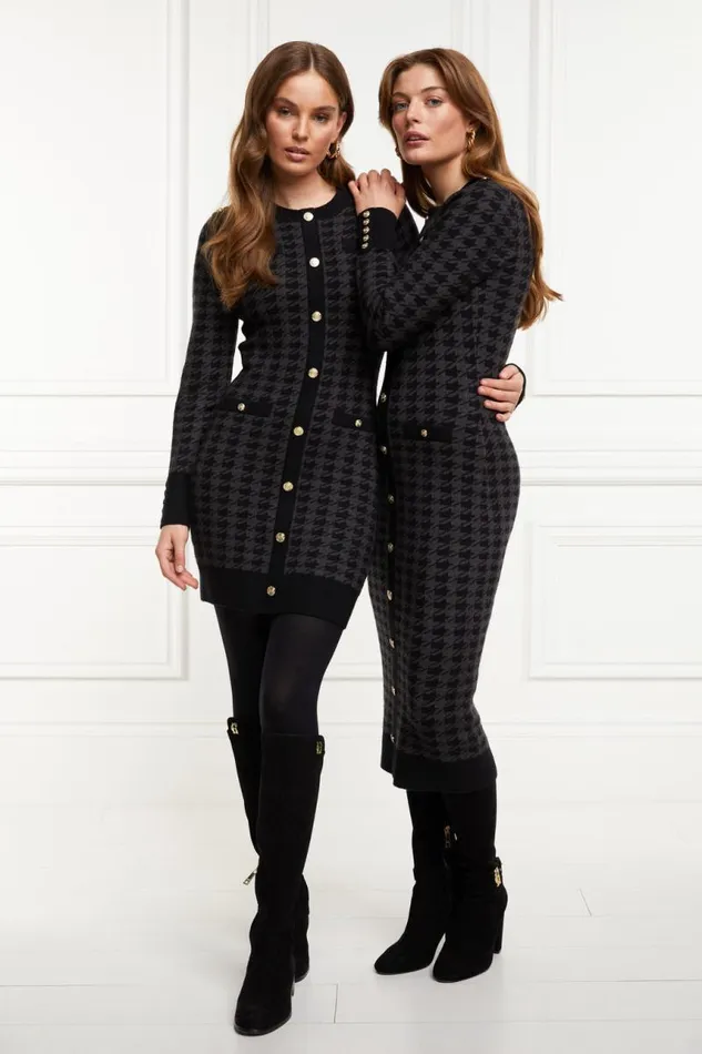 Women Dresses Holland Cooper Hepburn Mini Dress Grey Houndstooth