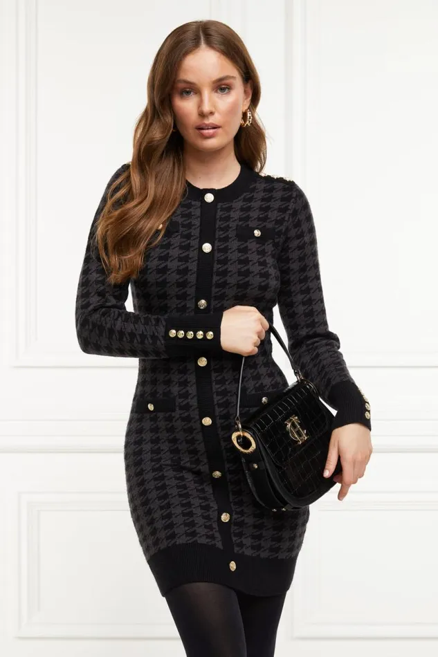 Women Dresses Holland Cooper Hepburn Mini Dress Grey Houndstooth