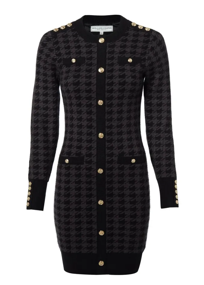 Women Dresses Holland Cooper Hepburn Mini Dress Grey Houndstooth