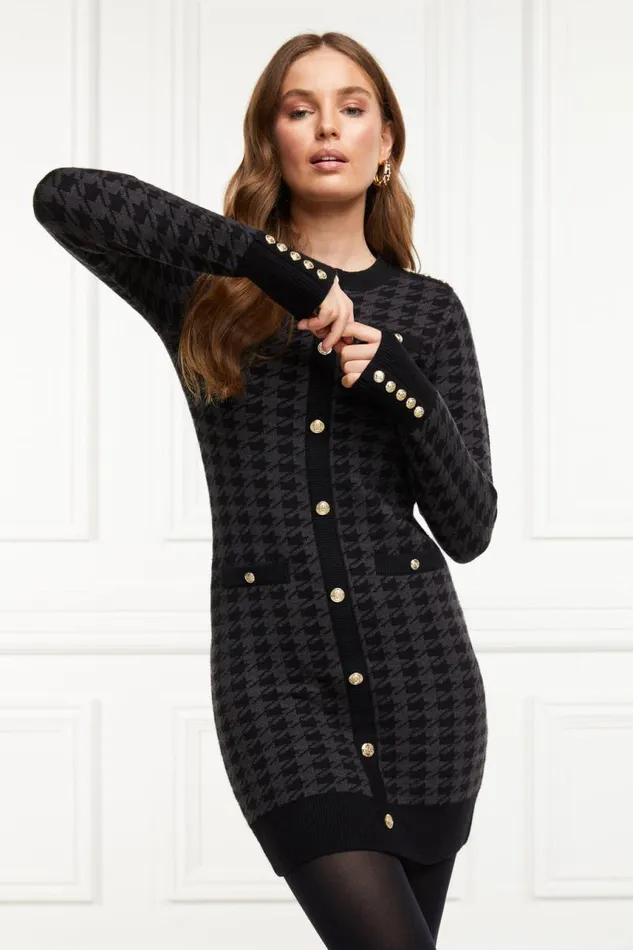 Women Dresses Holland Cooper Hepburn Mini Dress Grey Houndstooth