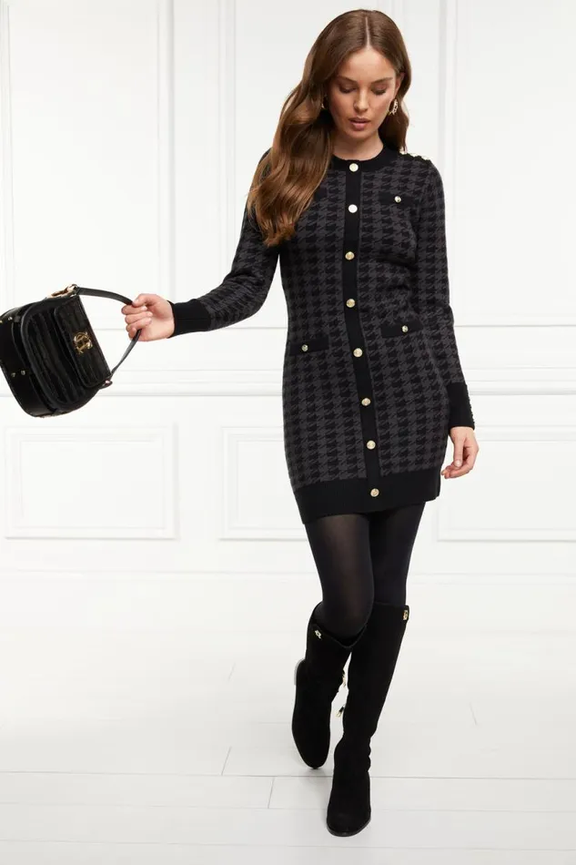Women Dresses Holland Cooper Hepburn Mini Dress Grey Houndstooth