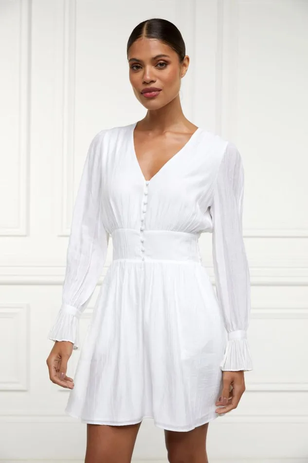 Women Dresses Holland Cooper Phoebe VNeck Mini Dress White Women Dresses Holland Cooper Phoebe VNeck Mini Dress White
