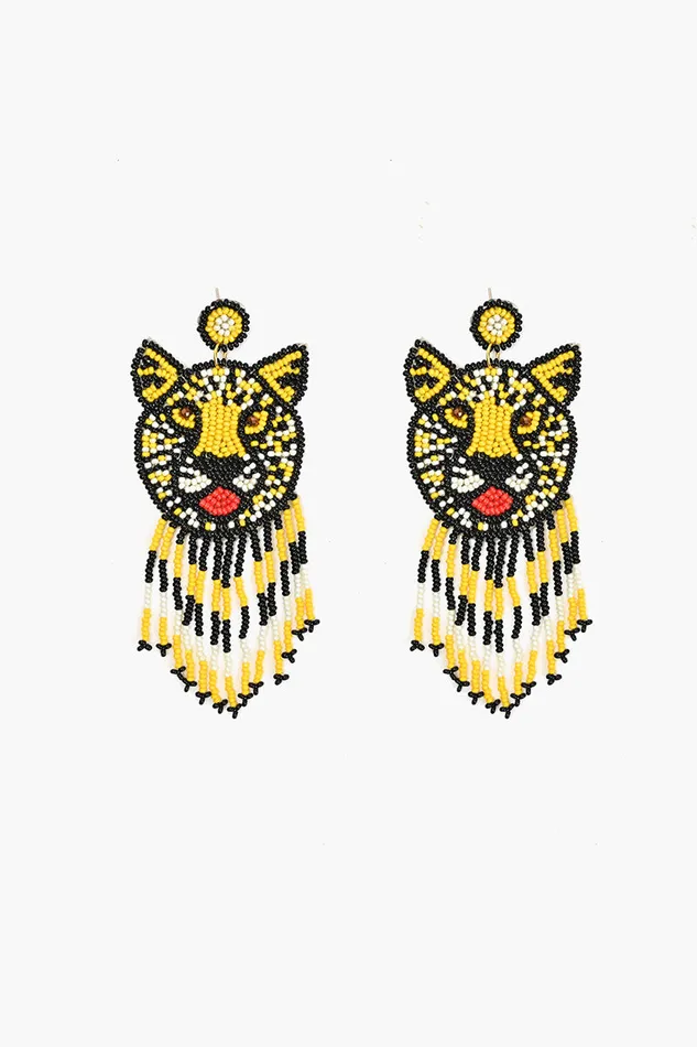 Women Earrings America and Beyond Tiger Beaded Earrings
