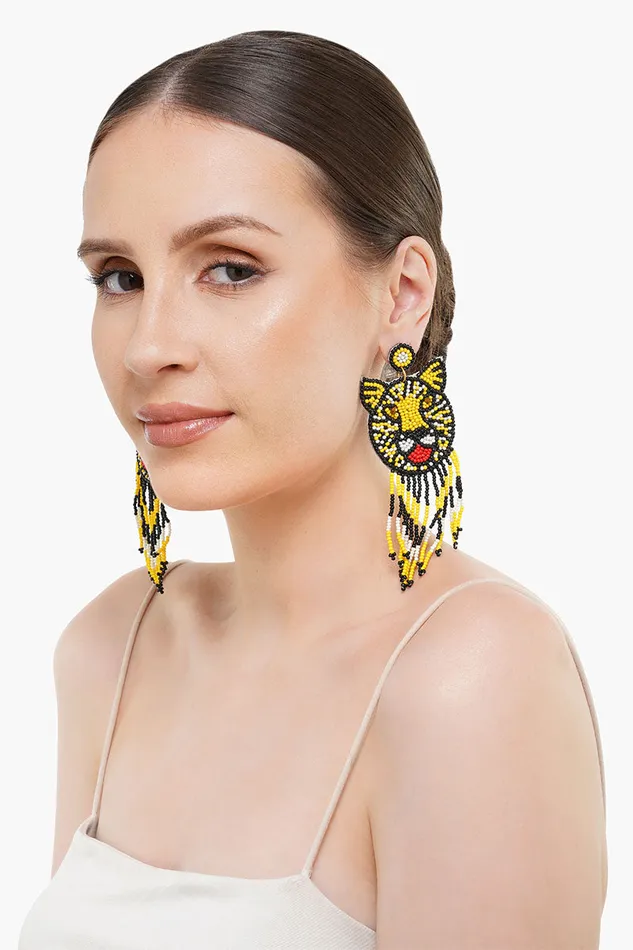 Women Earrings America and Beyond Tiger Beaded Earrings