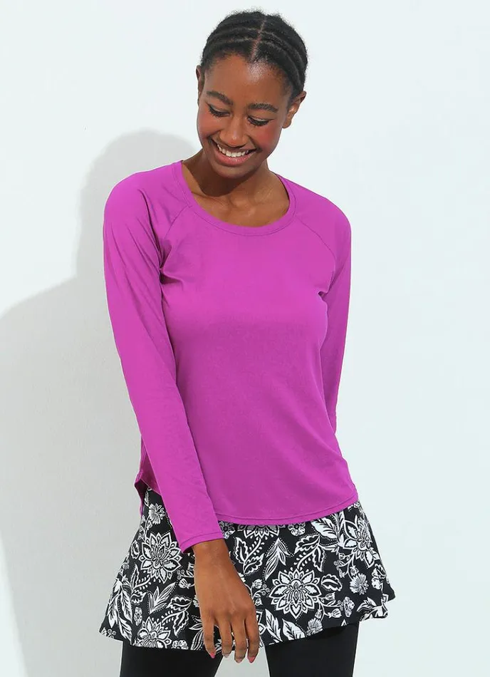 Women Endurance Top Magenta Dona Jo Long Sleeve Shirts