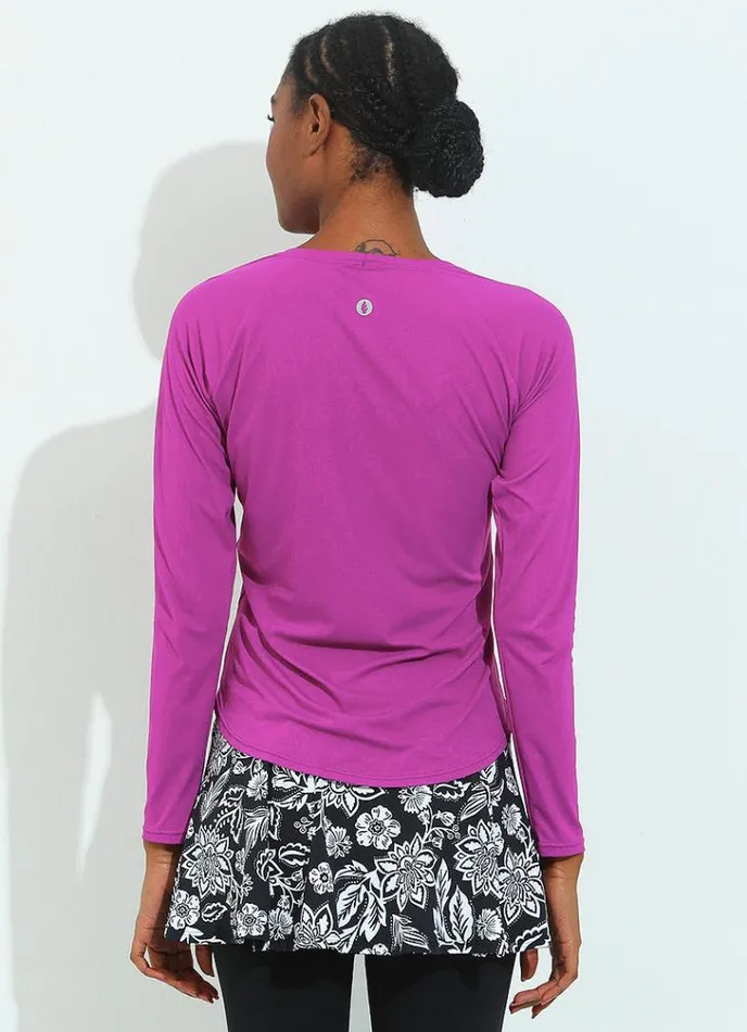 Women Endurance Top Magenta Dona Jo Long Sleeve Shirts