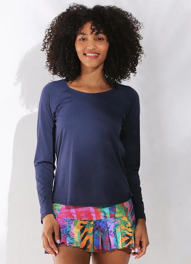 Women Endurance Top Navy Dona Jo Long Sleeve Shirts