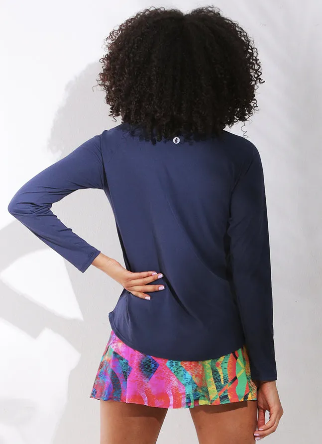 Women Endurance Top Navy Dona Jo Long Sleeve Shirts