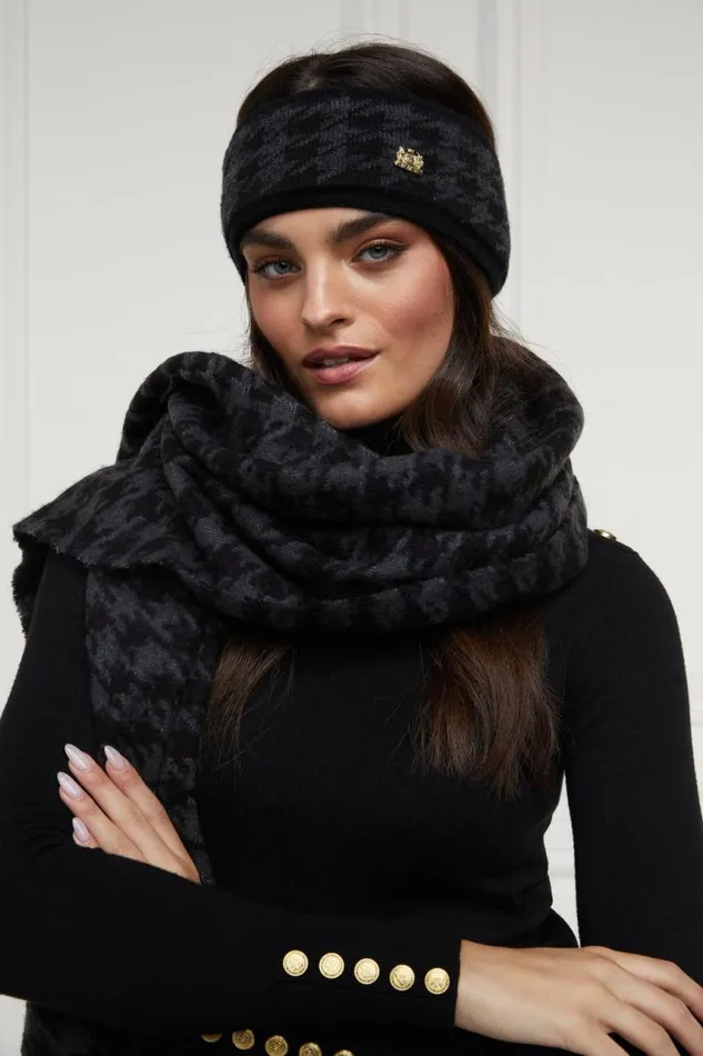 WomenEquestrian Hats and Headbands Holland Cooper Heritage Headband Grey Houndstooth WomenEquestrian Hats and Headbands Holland Cooper Heritage Headband Grey Houndstooth