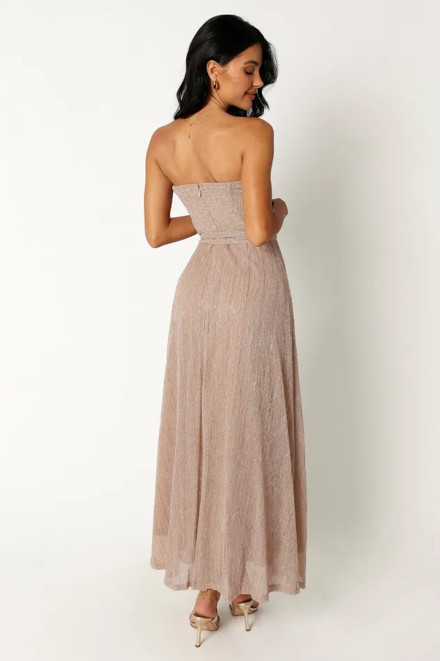 Women Farley Strapless Maxi Dress Rose Gold Stripe Strapless Dresses Petal and Pup