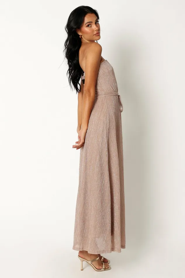 Women Farley Strapless Maxi Dress Rose Gold Stripe Strapless Dresses Petal and Pup