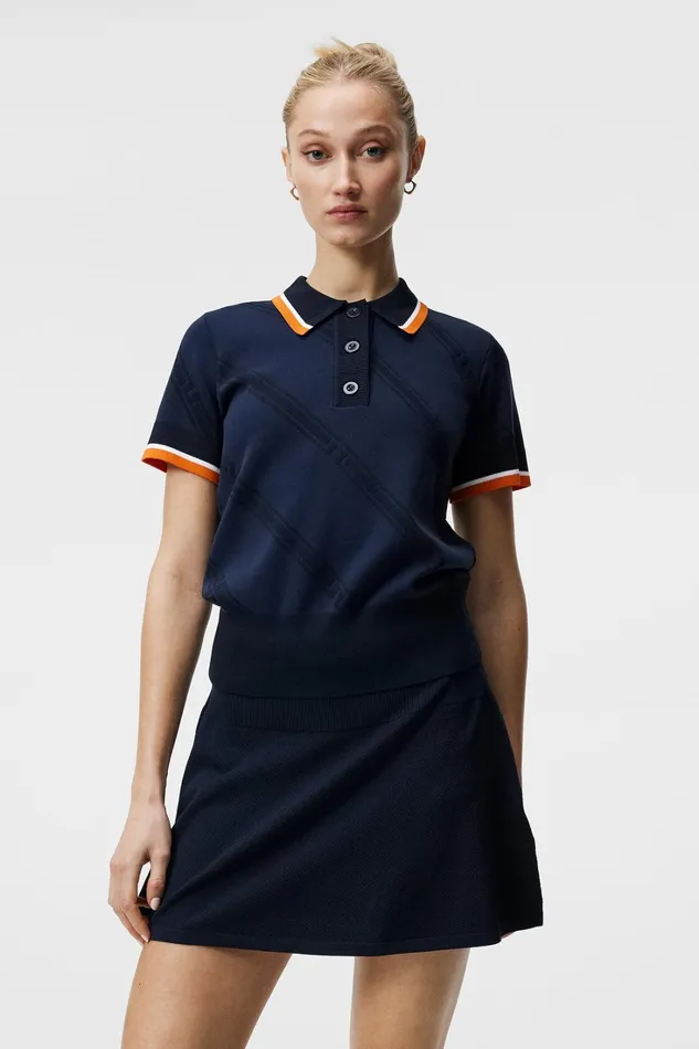 Women Feline Knitted Shirt JL Navy JLindeberg Polo Shirts