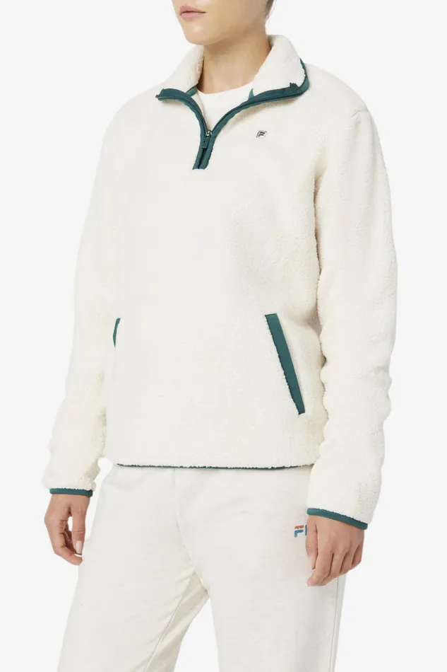 Women Fila Jackets and Outerwear Kyomi Quarter Zip Pullover Tofu Forest Biome Women Fila Jackets and Outerwear Kyomi Quarter Zip Pullover Tofu Forest Biome