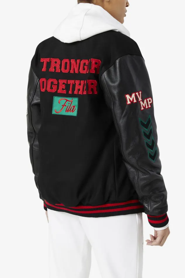 Women Fila Jackets and Outerwear Raddix Varsity Jacket Black Red Green