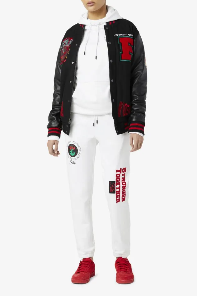 Women Fila Jackets and Outerwear Raddix Varsity Jacket Black Red Green