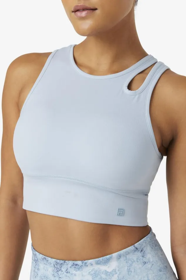 Women Fila Tops and TShirts Uplift Slice Crop Bra Top Blue Fog