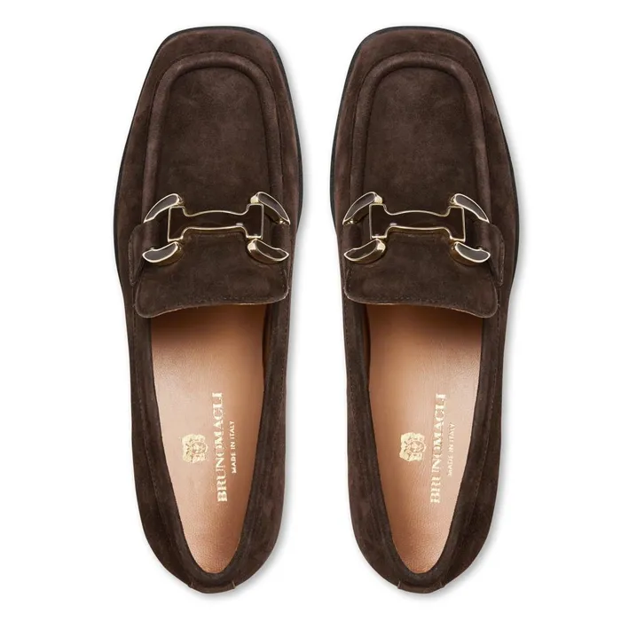 Women Flats and Loafers Bruno Magli Natalie Square Toe LoaferBrown Suede