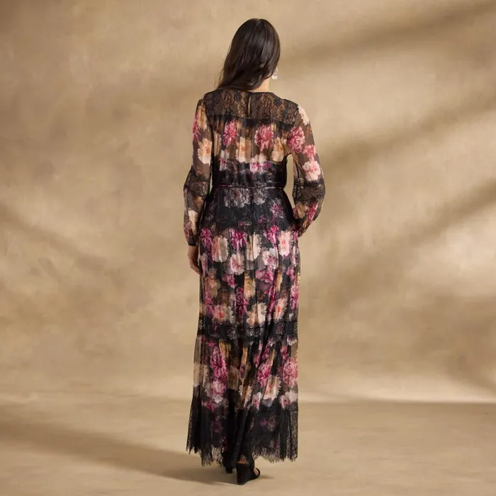 Women Flora Lace Maxi Dress Black Sundance Catalog Dresses and Jumpsuits