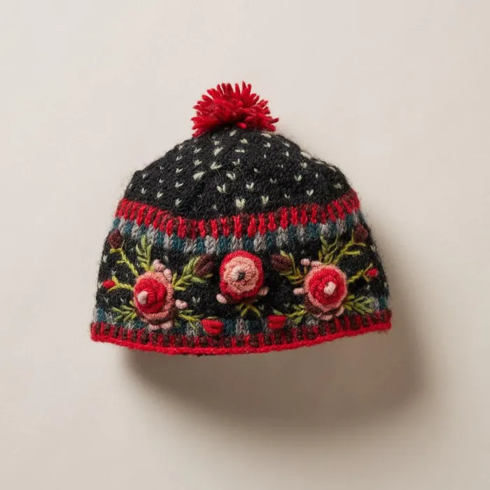Women Frosty Blooms Beanie Raisin Sundance Catalog Hats