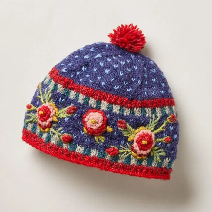 Women Frosty Blooms Beanie Raisin Sundance Catalog Hats