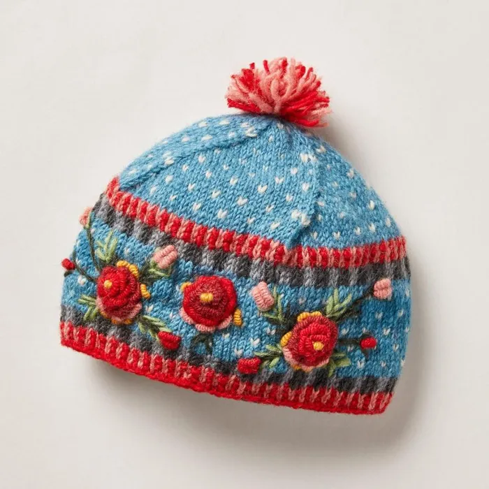 Women Frosty Blooms Beanie Raisin Sundance Catalog Hats