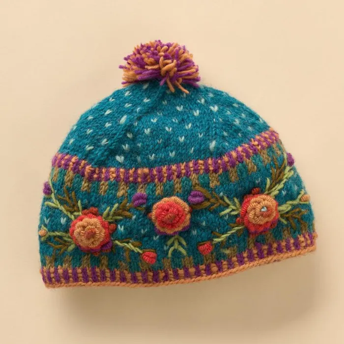 Women Frosty Blooms Beanie Raisin Sundance Catalog Hats