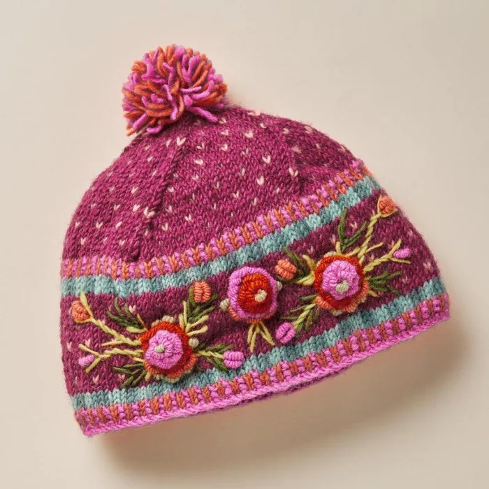 Women Frosty Blooms Beanie Raisin Sundance Catalog Hats