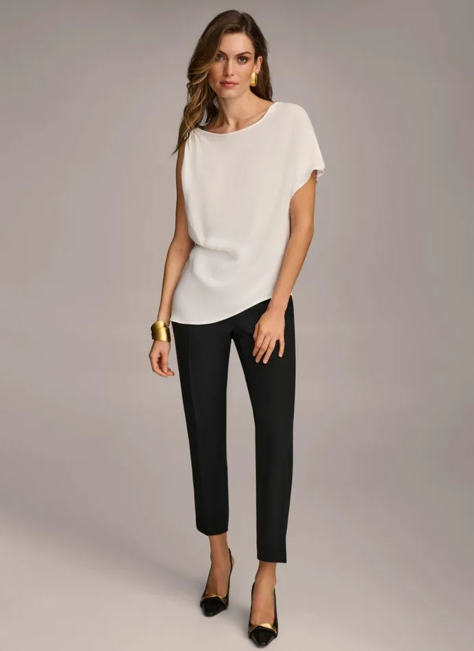 Women GATHERED HARDWARE SHOULDER TOP Cream Donna Karan New York Sweaters And Tops Women GATHERED HARDWARE SHOULDER TOP Cream Donna Karan New York Sweaters And Tops