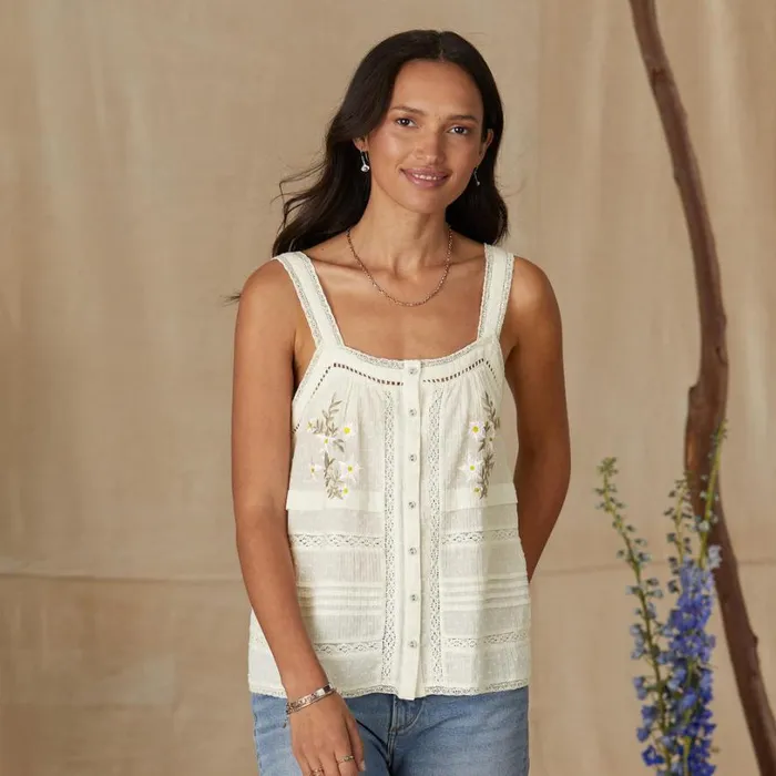 Women Gentil Kerchief Camisole Antique White Sundance Catalog Tops