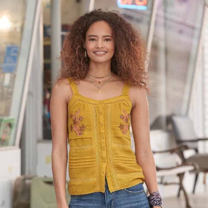 Women Gentil Kerchief Camisole Antique White Sundance Catalog Tops