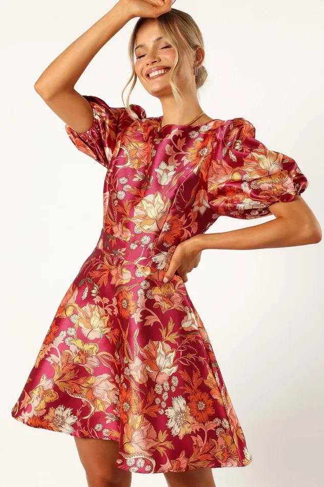 Women Grea Long Sleeve Mini Dress Ruby Floral Event Dresses Petal and Pup