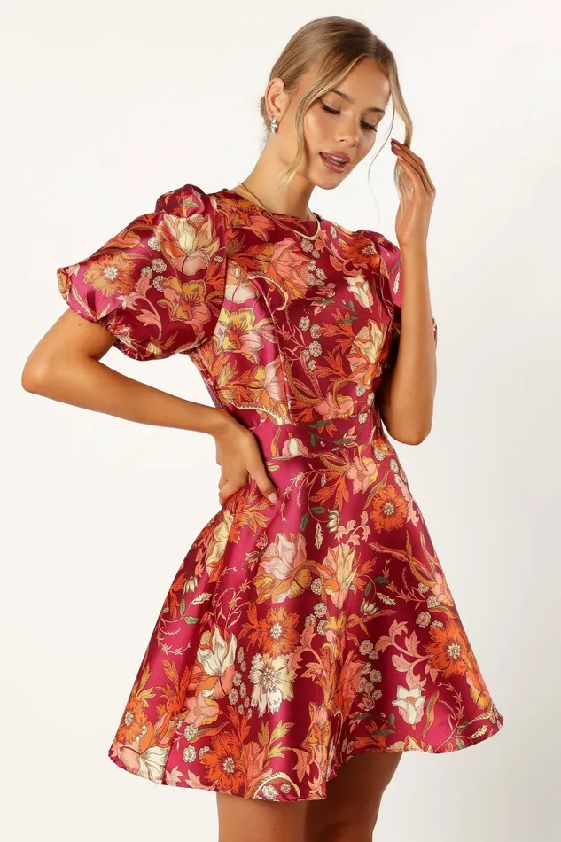 Women Grea Long Sleeve Mini Dress Ruby Floral Event Dresses Petal and Pup
