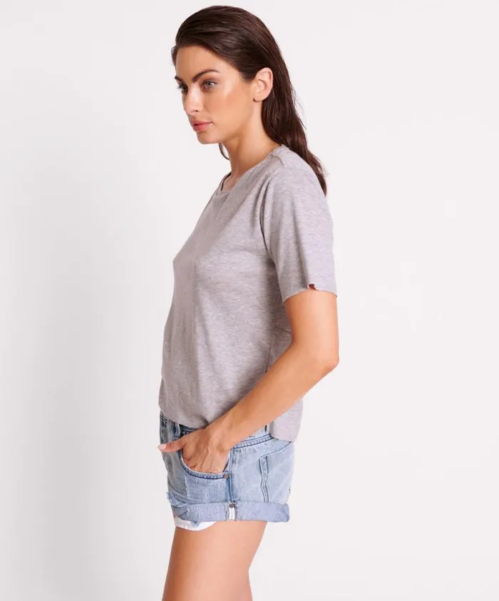 Women GREY MARLE LUCKY 8 BOYFRIEND TEE One Teaspoon Tees and Tanks